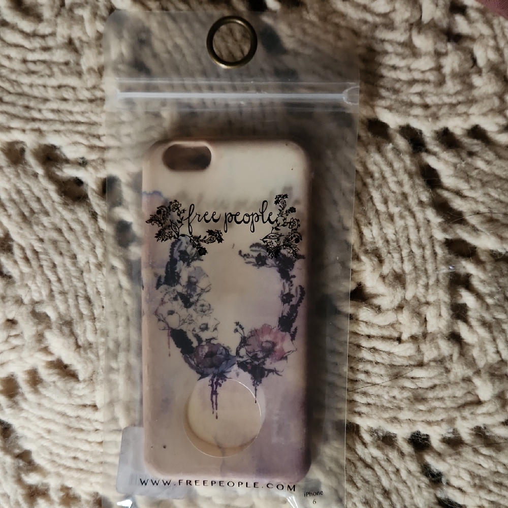 Free People Artistic Floral Phone Case - Cream and Purple